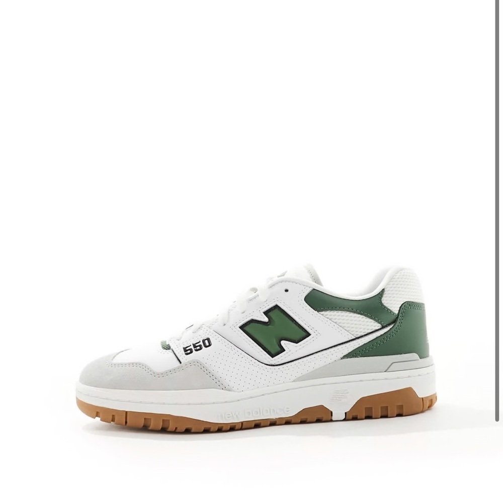New Balance 550 White and Forest Green Sneakers